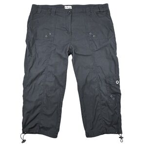 Dash Capri Pants Womens 14 Cargo Grey Cropped Stretch Bungee Hem Y2K Mid Rise‎